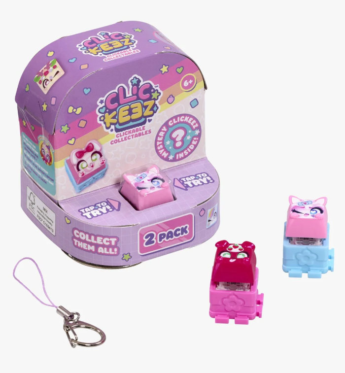 Clickeez Twin Pack fidget leke tangentbord klikkeleke samleleke nøkkelring 70+ karakterer fra 6 år