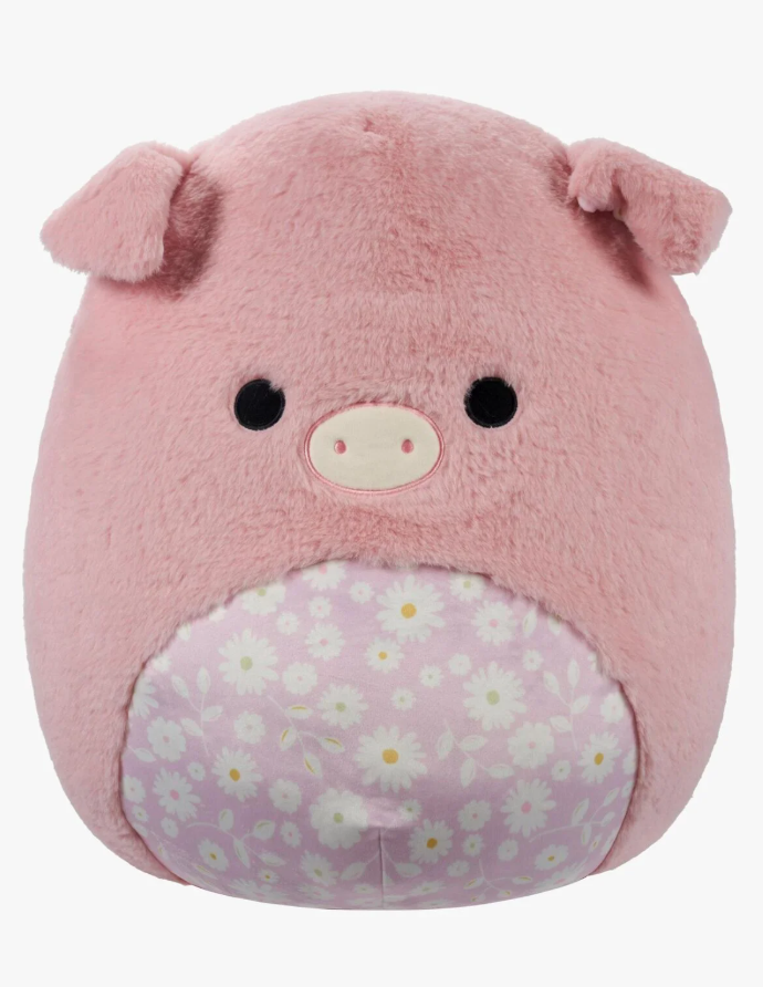 Squishmallows Fuzz-a-Mallows Peter Pig 50 cm lyserosa gris allergivennlig maskinvaskbar kosedyr samle